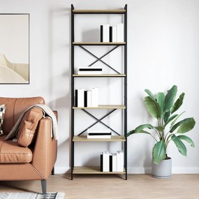 vidaXL Βιβλιοθήκη Sonoma Δρυς 60 x 30 x 188 εκ MDF και Χάλυβας