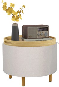 HOMCOM Σκαμπό, ταμπουρέ με αποθηκευτικό χώρο, αναστρέψιμο καπάκι, 56 cm x 56 cm x 42 cm, Λευκό