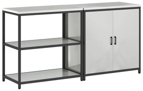 vidaXL Σετ Αποθήκευσης Κουζίνας με ράφι 2 pcs Ασημί 150 x 50 x 92 εκ.