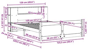 ΚΡΕΒΑΤΙ ΒΙΒΛΙΟΘΗΚΗ ΧΩΡΙΣ ΣΤΡΩΜΑ 120X200 ΕΚ ΜΑΣΙΦ ΞΥΛΟ ΠΕΥΚΟ 3322435