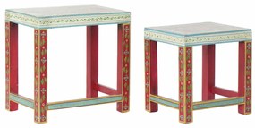 Βοηθητικό Τραπέζι DKD Home Decor 8424001853243 Φυσικό Πολύχρωμο Ακρυλικό Ξύλο από Μάνγκο 45 x 30 x 45 cm