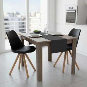 Τραπεζαρία Manka I-Caron pakoworld σετ 3τεμ σε sonoma truffle-μαύρη απόχρωση 80x80x77εκ