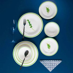 Σερβίτσιο Πιάτα Φαγητού (Σετ 24Τμχ) 868ARY1141 White-Green Hermia 24 τμχ Πορσελάνη