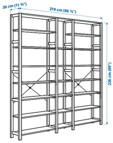 IVAR 3 μονάδες/ράφια, 219x30x226 cm 894.039.46