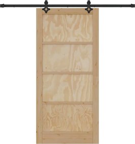 vidaXL Συρόμενη Πόρτα Φυσικό και Μαύρο 93 x 202 cm