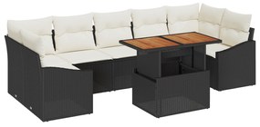vidaXL Σετ Τραπεζαρίας 8 Τεμαχίων Με Μαξιλάρια ΜΑΎΡΟ Πολυ-Ρατάν Ακακίας