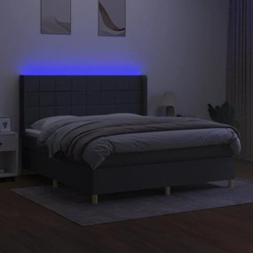 ΚΡΕΒΑΤΙ BOXSPRING ΜΕ ΣΤΡΩΜΑ &amp; LED ΣΚ.ΓΚΡΙ 180X200 ΕΚ ΥΦΑΣΜΑΤΙΝΟ 3138894