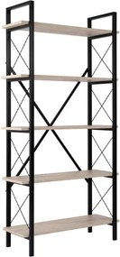 Βιβλιοθήκη Elysian Megapap χρώμα travertine - μαύρο 90x33,5x180εκ.