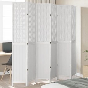 vidaXL Διαχωριστικό Χώρου με 6 Πάνελ Λευκό από Μασίφ Ξύλο Παυλώνιας