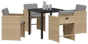 vidaXL Σέτ φαγητού για κήπο με μαξιλάρι 5 pcs Μπεζ Πολυ ράταν