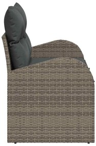 vidaXL Καναπές Κήπου με μαξιλάρι Γκρι 124 x 62 x 69cm συνθετικό ρατάν
