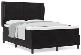 vidaXL Κρεβάτι με Στρώμα  Μαύρο 140x200 εκ. Βελούδο