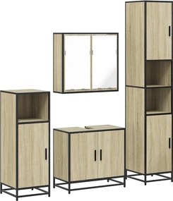 vidaXL Σετ Επίπλων Μπάνιου 4 Τεμαχίων Sonoma Δρυς Επεξεργασμένο Ξύλο