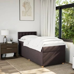 VidaXL Κρεβάτι Boxspring με Στρώμα Σκούρο Καφέ 80x200 εκ. Υφασμάτινο