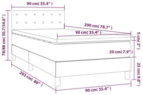 Κρεβάτι Boxspring με Στρώμα &amp; LED Μαύρο 90x200 εκ. Υφασμάτινο - Μαύρο