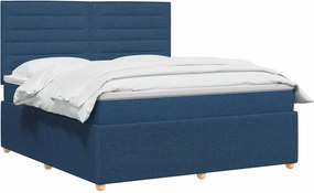 vidaXL Κρεβάτι box spring με στρώμα Μπλε 140 x 190 cm Ύφασμα