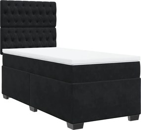 vidaXL Κρεβάτι Boxspring με Στρώμα Μαύρο 80 x 200 εκ. Βελούδινο
