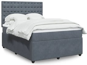 vidaXL Κρεβάτι Boxspring με Στρώμα Σκούρο Γκρι 140x200 εκ. Βελούδινο
