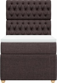vidaXL Κρεβάτι Boxspring με Στρώμα Σκούρο Καφέ 90x200 εκ. Υφασμάτινο