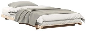 vidaXL Κρεβάτι δαπέδου Καφέ 100 x 220 cm Μασίφ ξύλο πεύκου