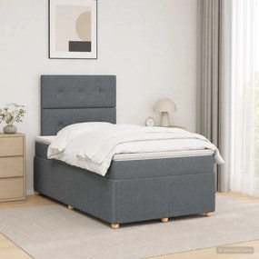 vidaXL Κρεβάτι box spring με στρώμα Σκούρο Γκρι 120 x 200 cm Ύφασμα