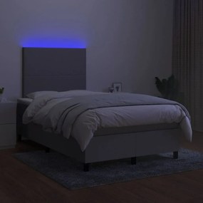 Κρεβάτι Boxspring με Στρώμα &amp; LED Αν.Γκρι 120x190εκ. Υφασμάτινο - Γκρι