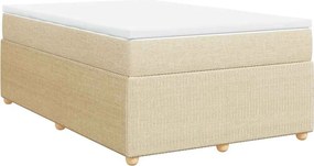 vidaXL Κρεβάτι Boxspring με Στρώμα Κρεμ 120x190 εκ. Υφασμάτινο