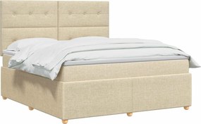 vidaXL Κρεβάτι box spring με στρώμα Κρεμ 140 x 190 cm Ύφασμα