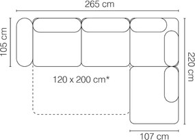 Γωνιακός καναπές Coral-Δεξιά - 265.00Χ220.00Χ95.00cm