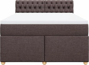 vidaXL Κρεβάτι Boxspring με Στρώμα Σκούρο Καφέ 140x190 εκ. Υφασμάτινο