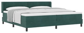 vidaXL Κρεβάτι Box Spring με Στρώμα Σκούρο Πράσινο 200x200 εκ Βελούδο