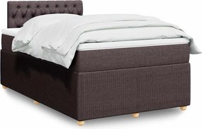 vidaXL Κρεβάτι Boxspring με Στρώμα Σκούρο Καφέ 120x190 εκ Υφασμάτινο