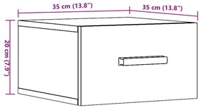 Κομοδίνα Επιτοίχια 2 τεμ. Αρτισιανή Δρυς 35 x 35 x 20 εκ. - Καφέ