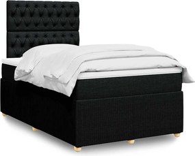 vidaXL Κρεβάτι Boxspring με Στρώμα Μαύρο 120x190 εκ. Υφασμάτινο