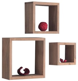 TRIO Set - 3 Ράφια Ξύλο Ακακία Φυσικό -  25x25x10/20x20x10/15x15x10cm