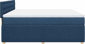 vidaXL Κρεβάτι Boxspring με Στρώμα Μπλε 180x200 εκ. Υφασμάτινο