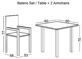 BALENO SET ΚΗΠΟΥ - ΒΕΡΑΝΤΑΣ: ΤΡΑΠΕΖΙ + 2 ΠΟΛΥΘΡΟΝΕΣ ΜΕΤΑΛΛΟ ΑΝΘΡΑΚΙ, WICKER MIXED GREY