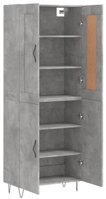 vidaXL Ντουλάπι Γκρι Σκυροδέματος 69,5x34x180 εκ. Επεξεργασμένο Ξύλο