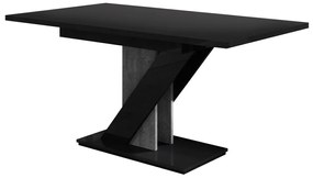 Τραπέζι Goodyear 105, Γυαλιστερό μαύρο, Σκυρόδεμα, 76x80x120cm, 52 kg, Επιμήκυνση, Πλαστικοποιημένη μοριοσανίδα | Epipla1.gr