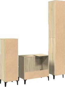 vidaXL Σετ Επίπλων Μπάνιου 3 Τεμαχίων Sonoma Δρυς Επεξεργασμένο Ξύλο