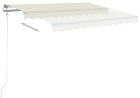 vidaXL Τέντα Συρόμενη Χειροκίνητη με LED Κρεμ 3 x 2,5 μ.