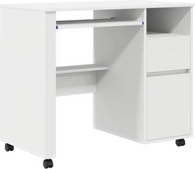 vidaXL Γραφείο με Ρόδες Λευκό 91 x 50 x 77 εκ. Επεξεργασμένο ξύλο