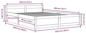 Πλαίσιο Κρεβατιού με Συρτάρια 120 x 200 εκ. - Καφέ