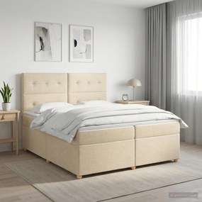 vidaXL Κρεβάτι box spring με στρώμα Κρεμ 200 x 200 cm Ύφασμα