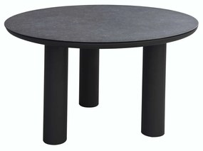 ΤΡΑΠΕΖΙ ΑΛΟΥΜΙΝΙΟΥ DOSUN HM6201.01 ΓΚΡΙ ΣΚΕΛΕΤΟΣ-3D PRINT ΓΥΑΛΙ-ΚΕΡΑΜΙΚΟ LOOK Φ120εκ