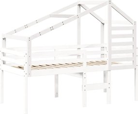 vidaXL Οροφή Κρεβατιού Παιδική Λευκό 198x97x113 εκ. Μασίφ Ξύλο Πεύκου