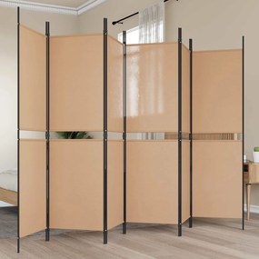 vidaXL Διαχωριστικό Δωματίου 6-Πάνελ Μπεζ 300 x 180 cm Ύφασμα