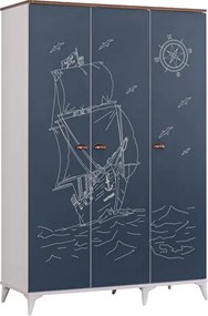 Ντουλάπα Παιδική Ναυτικό Στυλ Τρίφυλλη 129x53x130 cm