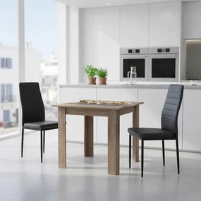 Σετ Τραπεζαρία Manka-Parker σετ 3τεμ mdf σε μαύρη-sonoma truffle απόχρωση 80x80x77εκ 80x80x77 εκ.