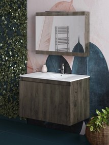 Drop Magnolia S75 Walnut Plywood - Πάγκος με Νιπτήρα &amp; Καθρέπτη